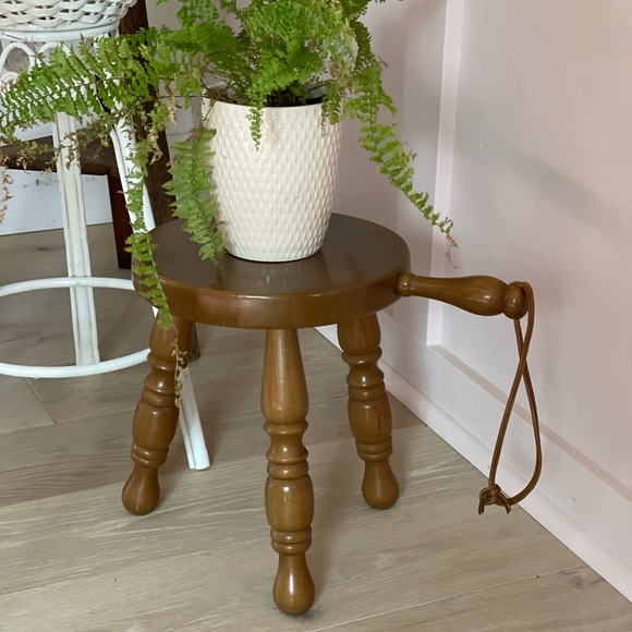 Vintage Solid Wood Farm Stool 3 leg milking stool, rustic primitive,